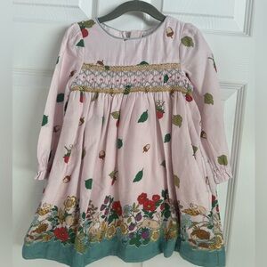 Mini Boden Pink and Green Raspberry Bunny Dress